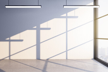 Contemporary office hall with blank wall