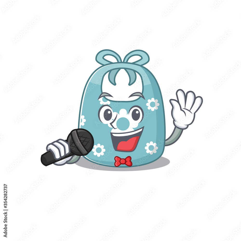 Wall mural cartoon character of baby apron sing a song with a microphone