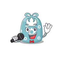 cartoon character of baby apron sing a song with a microphone