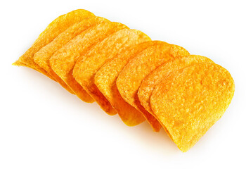 appetizing potato chips isolated on a white
