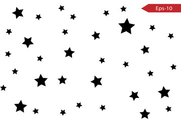 Stars on a white background. Black star shooting with an elegant star.Meteoroid, comet, stars.