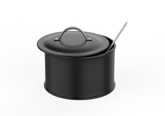 realistic cooking pot isolated on white background. 3D illustration