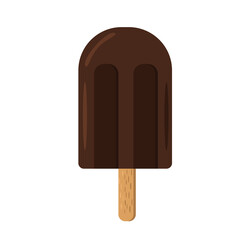 chocolate ice cream on a stick flat style, dessert