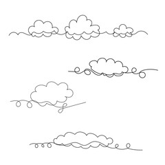 vector, isolated, cloud, sky continuous line drawing, sketch