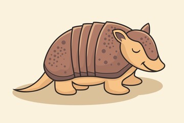 Armadillo Cartoon Walking Isolated