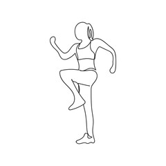 Line drawing women fitness for healthy design isolated vector illustration. Modern doodle icon. People lifestyle concept.