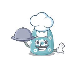mascot design of baby apron chef serving food on tray