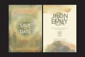 Vector watercolor backgrounds, elegant and feminine simple wedding invitation card templates