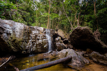 Naklejka na ściany i meble Jungle waterfall on Phu Quoc