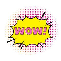 WOW Lettering. Comics Book Background. Colorful Halftone Pattern. Cartoon Speech Bubble. Dotted Texture.