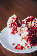macro photo of pomegranate on a plate