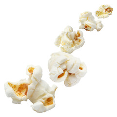 Flying delicious popcorn, isolated on white background
