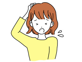 女性　頭抱えて困る