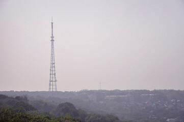telecommunication tower with antennas