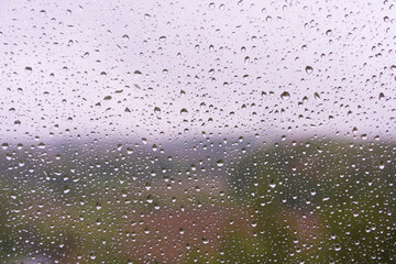 raindrops on the glass close-up. Background, texture. Bad weather.