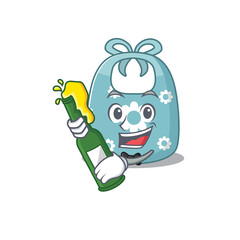 caricature design concept of baby apron cheers with bottle of beer