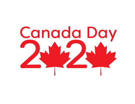 Canada day 2020 logo with Red maple leaves on White background