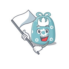 A heroic baby apron mascot character design with white flag