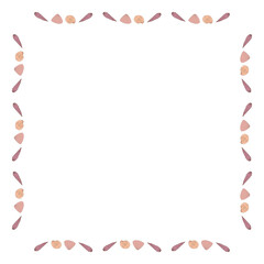 Square frame with cozy sea shells on white background. Vector image.
