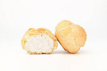 Cream puff on white background