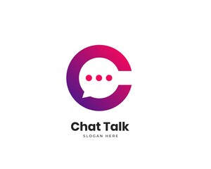 Modern Letter C Chat Talk Logo Design Vector Template