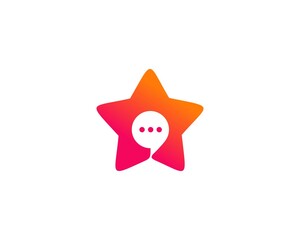 Modern Star Chat Talk Logo Design Vector Template
