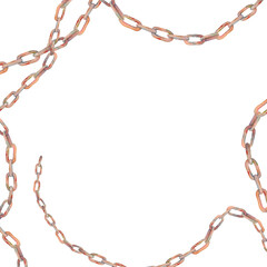 Watercolor rusty chain frame. Nautical card design