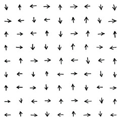 Hand drawn arrow seamless pattern. Hipster doodle line background. Modern vector pen pointer print.