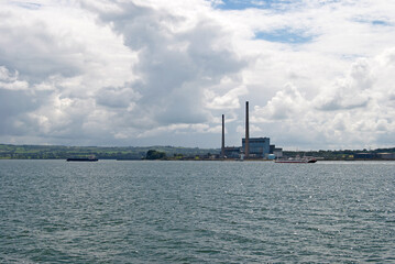 View of the landscape of Ireland from a ferry