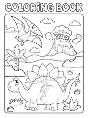 Coloring book dinosaur composition image 1