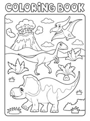 Coloring book dinosaur composition image 2