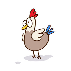Rooster illustration. Cock cartoon illustration. Cock icon. Cartoon style. Rooster cartoon icon. Vector illustration. 