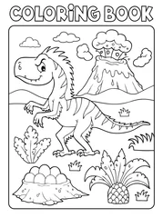 Fotobehang Voor kinderen Kleurboek dinosaurus samenstelling afbeelding 4