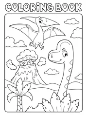 Keuken foto achterwand Voor kinderen Kleurboek dinosaurus samenstelling afbeelding 5