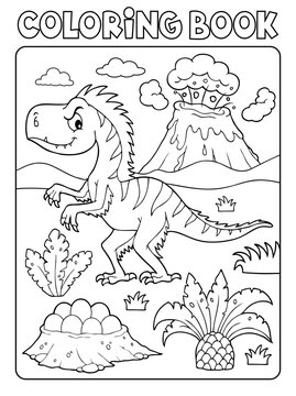 Coloring book dinosaur composition image 4