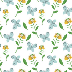Seamless butterflies and flowers