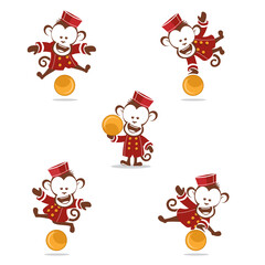 Monkey Vector Illustration Logo Design. Monkey Mascot/Character in Several Poses.