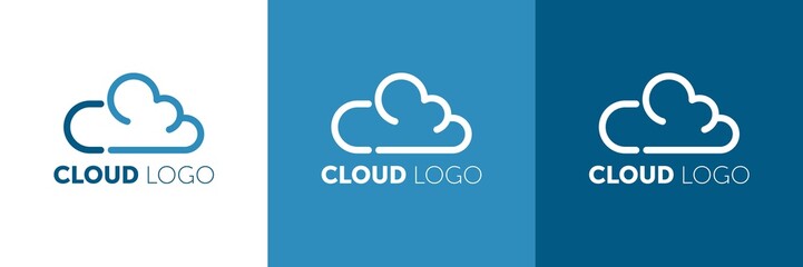 Creative Cloud Logo Design. Creative Vector icon of a blue cloud with arrows.