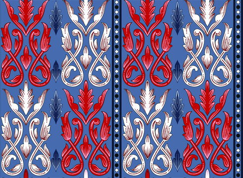 Abstract geometrical paisley pattern with ikat texture polka dot square and vintage background
