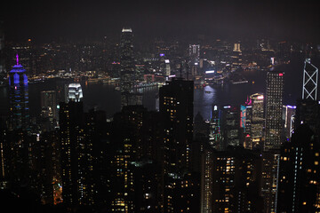 Fototapeta na wymiar Victoria Peak Hong Kong noche