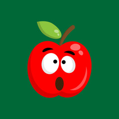 Cartoon Scared Red Apple character.