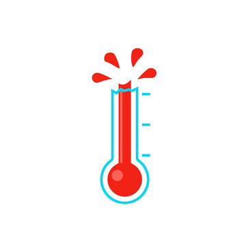 Bursting thermometer icon. Clipart image isolated on white background