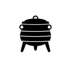 Three legged zulu pot silhouette icon. Clipart image isolated on white background