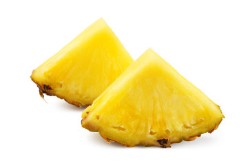 Sliced ripe pineapple isolated on white background. healthy background.