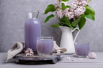 Lilac drink in a glass