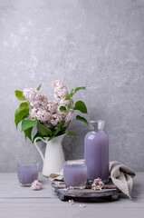 Lilac drink in a glass