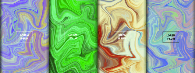 Liquid color marble style background. Fluid gradient inks design. Template for your design, banner, flyer, business card, poster, wallpaper, brochure