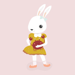 Happy rabbit cartoon character.