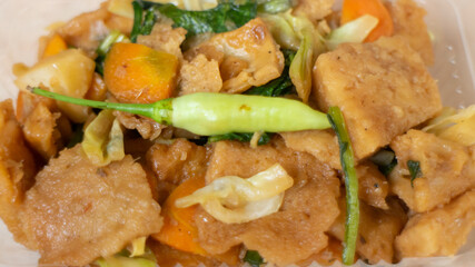 Capjay. Indonesian food. Consists of fresh vegetables, eggs and chicken meat with a very delicious flavor