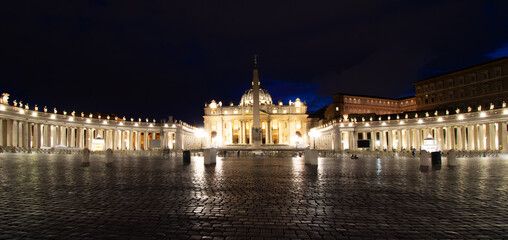 Fototapeta na wymiar St. Peter's Basilica at night, The Vatican, Rome